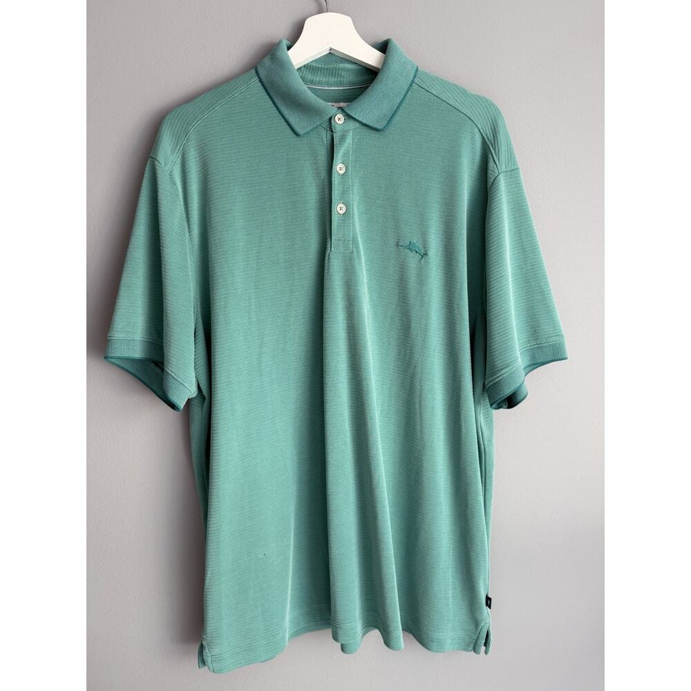 Tommy Bahama IslandZone Polo Shirt Mens L Green Tencel Stretch Casual Golf